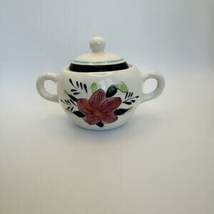 Stangl Pottery Sugar Bowl with lid‎ Country Garden Pattern 4" tall Vintage